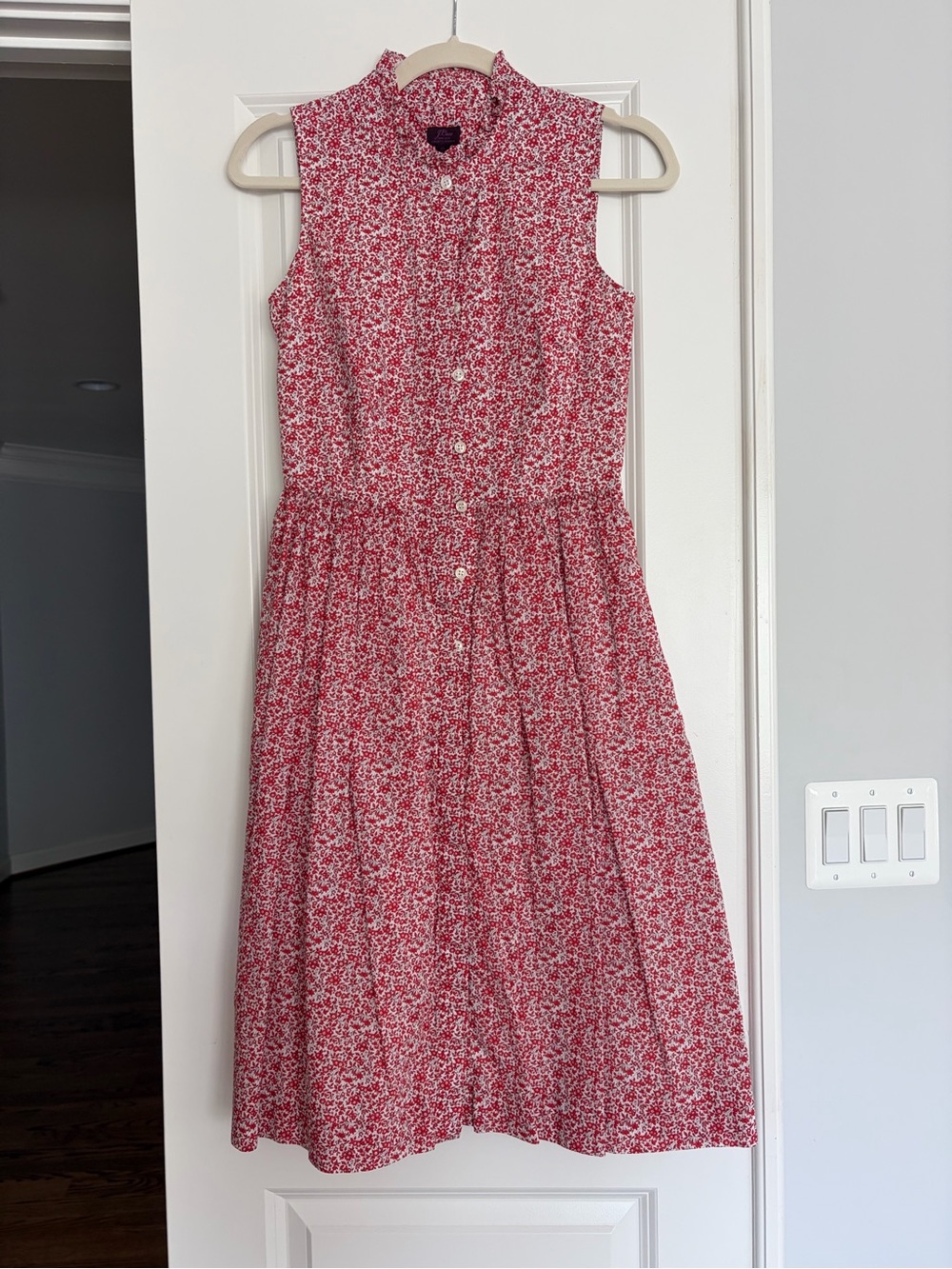 J. Crew Sleeveless Pink Floral Button-Front Midi Dress
